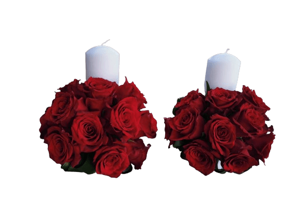 Lumanare nunta globulara trandafiri rosii