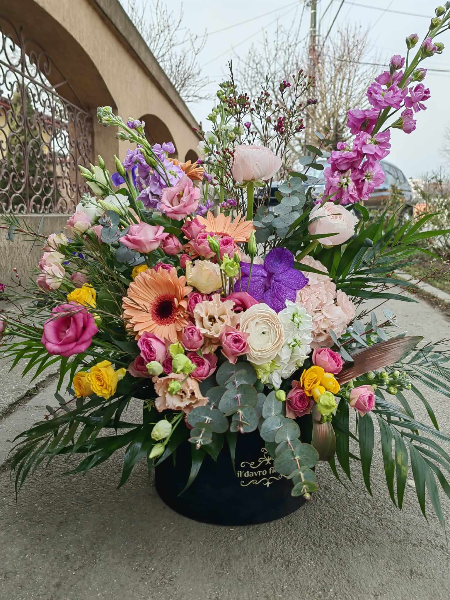 Aranjament in cutie de catifea cu mixuri de plante decorative Il Davro-Flowers 3