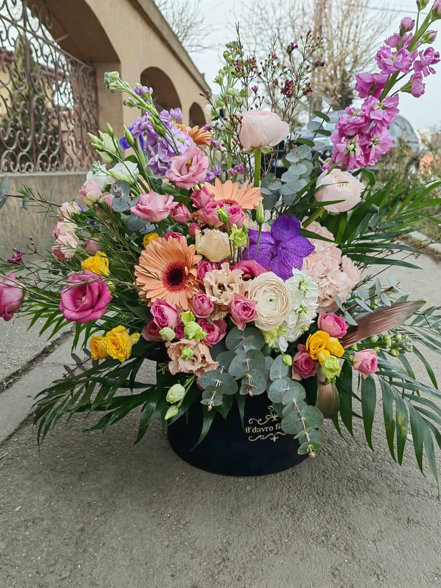 Aranjament in cutie de catifea cu mixuri de plante decorative Il Davro-Flowers 4